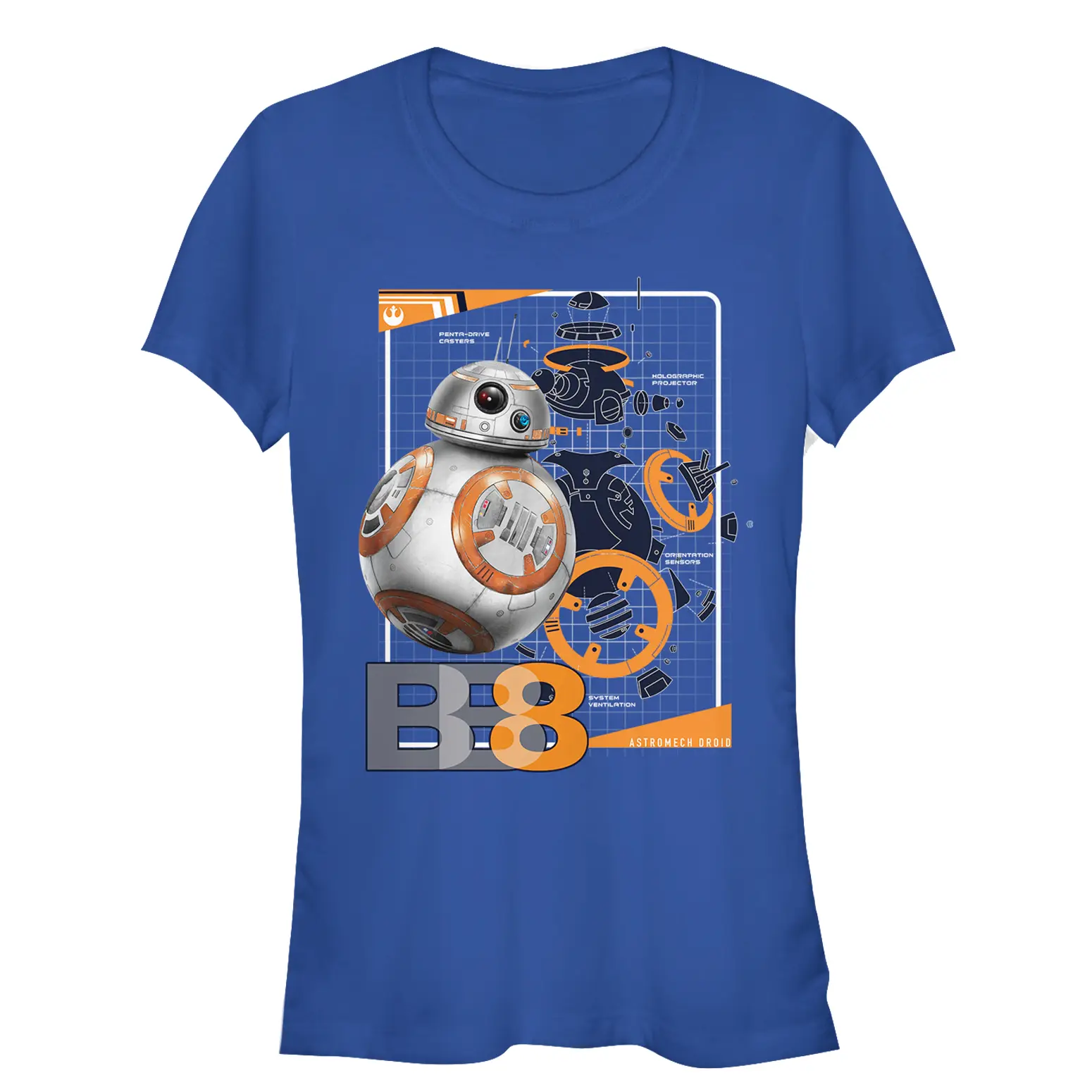Juniors Womens Star Wars The Last Jedi BB-8 Schematics T-Shirt