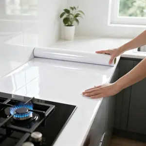 1Roll PVC Pearl Film Waterproof Black/White/Pink Wallpaper DIY Self-adhesive Wardrobe Room Kitchen High Gloss Paste Furniture Wall Stickers