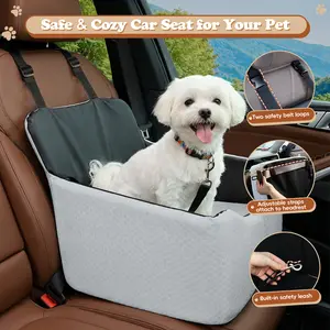 VALUXE Dog Car Booster Seat, All-Season Enclosed Design with Seat Belt Straps, Non-Slip & Waterproof Pet Travel Seat