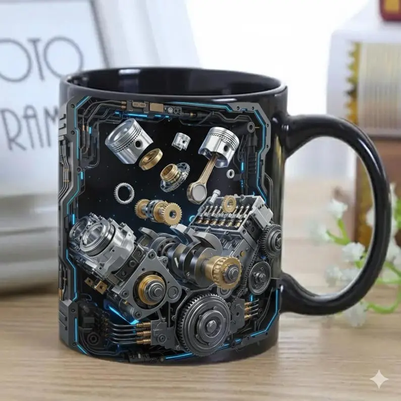 Mechanic Engine Mugs, Cylinder Engine Mug, Machinist Mugs, Engine Gift Mug,Machinist Gift, Gifts for him, Auto Mechanic Gifts, Gifts For Dad