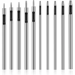10 Pcs Leather Hole Punch Cutter 0.5mm-3.5mm Hollow Punch Set for Leather Crafting Round Hollow Tools for Watch Bands Belts Canvas Paper Rubber Soft Material Working