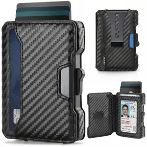 Wallet for Men, RFID Blocking Slim Mens Wallet with Money Clip, Minimalist Pop Up Card Case, ID Window, 7-8Cards Capacity, Bifold Leather Front Pocket Wallet with Gift Box