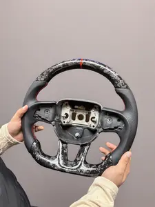 Forged Carbon Fiber Steering Wheel with Red Stitching & Stripe for Dodge Charger Challenger Durango 2015+ Jeep Trackhawk Chrysler 300 Custom Performance Upgrade