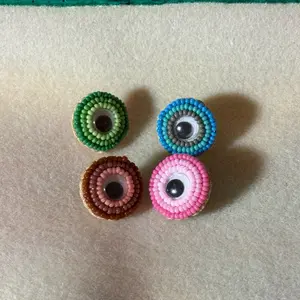 Goofy Beaded Button Pins - Native American Beadwork