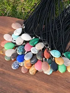 50-Piece Set Glass Pendants and PU Rope, DIY Jewelry Making Kit, Heart Pattern, Boho Style, All Seasons, Multifunctional Accessories