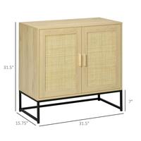 2 Rattan Doors, 2-Tier Shelf, Natural 