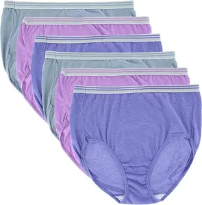 Fruit of the Loom Women's Fit for Me Basic Brief Underwear - Polyester-Cotton, Breathable, Cute, Multi-Color 6-Pack
