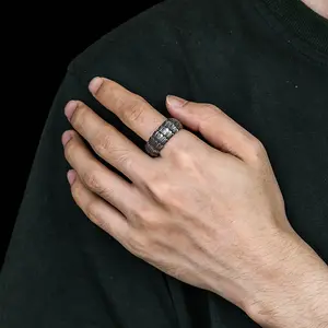 GTHIC Vintage Dragon Scales Stainless Steel Ring for Men Women Fashion Accessory Daily Wear