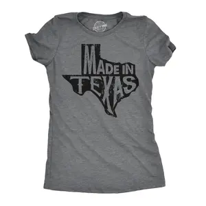 Womens Made In Texas T Shirt Funny State Hometown Pride Tee Funny Womens T Shirts Cute Vintage Fashion Casual Ladies T-Shirt Gift Women's Novelty Tees Dark Grey