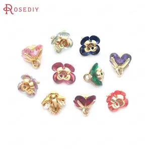 6PCS 18K Gold Color 3D Flower Charms Pendants  Necklace Earrings Diy Jewelry Accessories Rosediy official-website