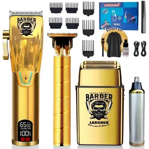 Largner Men's Grooming Kit, Barber Hair Clippers, Barber Equipment, Cordless Electric Shaver, Cordless Hair Cutting, Professional Hair Clippers, LED Display, Ideal Christmas Gift, Fashion
