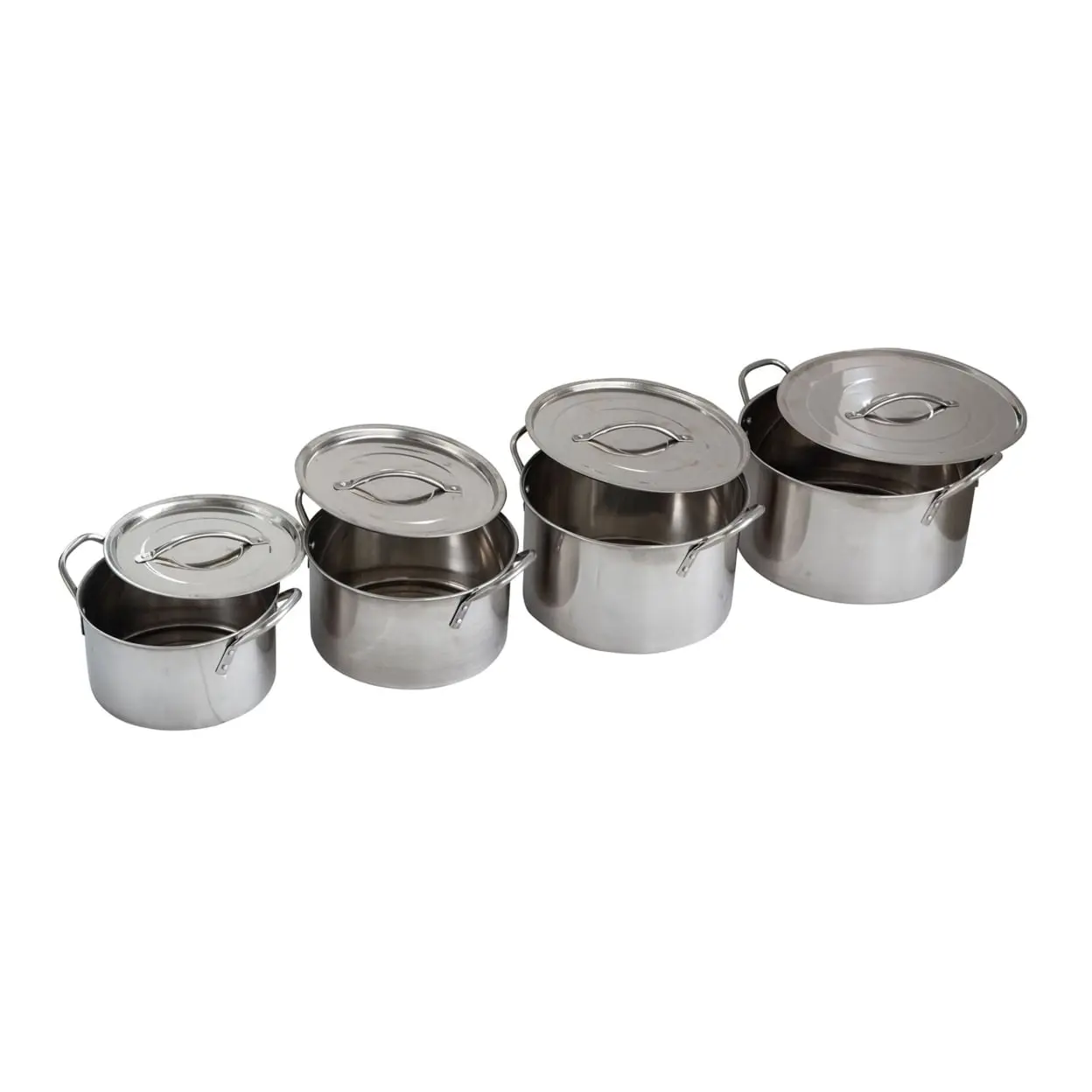 AmeriHome SSTP4 Stainless Steel 8-Piece Stock Pot Set - Silver, Round Pots with Varied Sizes