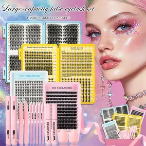 Mixed Length Individual False Eyelashes Kit, DIY Eyelash Extensions, Natural-Looking Eyelash Extensions with Accessories, Self-Grafting Curling Lashes for Women, Makeup Products