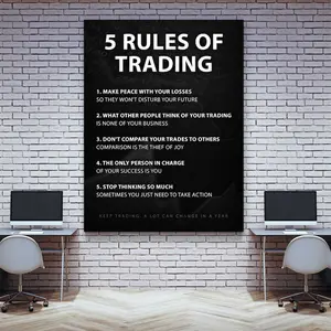 5 Rules Of Trading Motivational Wall Art Trader Office Decor Canvas Print, Trader Investor Printable, Money Stock Market Poster Trading Sign