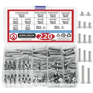 Aimunok Stainless Steel Screw Set, Chicago Screws, Multiple Sizes, Rust-Resistant, Corrosion-Proof, Durable Fasteners,Book Binding Stainless Steel Screws,Leather Craft Stainless Steel Rivet Screws,Two-Part Stainless Steel Fasteners