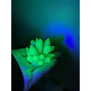 Faux Glow Calcite Green Acrylic Crystal Resin Geode Epoxy Gem Drillable Wand Topper Magic Crystal Pirate Treasure Fantasy Art Tabletop RPG