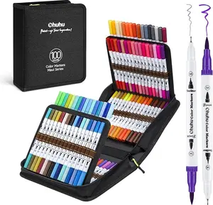 Ohuhu Markers: Dual Tips - 24-color / 60 Illustration Colors / Sketchbook / 100 Colors / 30 Colors - Double Tipped Alcohol Based Art Marker Set for Artist Adults Coloring Illustration - Honolulu plus/ Kaala B / Maui Series of Ohuhuart- Inventory Clearance