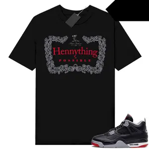A J 4 Bred Reimagined Sneaker Tees Shirt Match Black Hennything