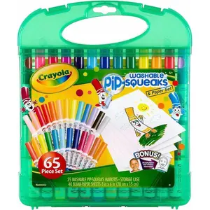 Pip-Squeaks Washable Marker Set (65ct), Coloring & Drawing Art Supplies for Kids, Spring Craft Kit, Travel Activity, Easter Basket Stuffers, Gifts for Kids