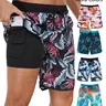 Men's 2-In-1 Compression Lining Swim Trunk, Quick-Dry Beach Shorts, 7-Inch Swimming Trunks, Sports Gym Holiday Poolwear, Swim Trunks with Compression Liner