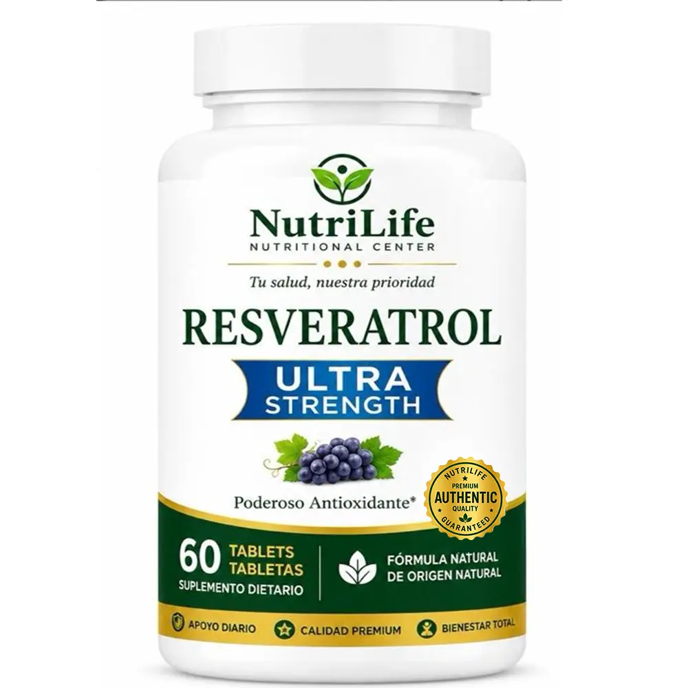 Resveratrol Vegetarian Capsules - 1000mg Natural Antioxidant GMO-Free US Dietary Supplement, with Magnesium Essential Minerals, Youth & Energy Boost Herbal Blend, 60 Count Capsule