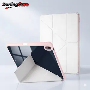 DarlingCase iPad Case with Pencil Holder, Multi-Angle Stand Smart Cover with Auto Wake/Sleep, Clear Transparent Back Shell for iPad Mini 4/5/6/7, Air 1/2/3/4/5/6/7, Pro 11"/12.9"/13", iPad 9.7"/10.2"/10.5"/10.9"/11th Gen 2025, Shockproof Protective Case