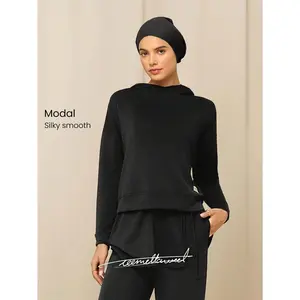 GLOWMODE X Reem Modest Breezy Days Silky-Smooth Breathable Overlapping Hood Relaxed Fit Hoodie Daily Casual Street Wear
