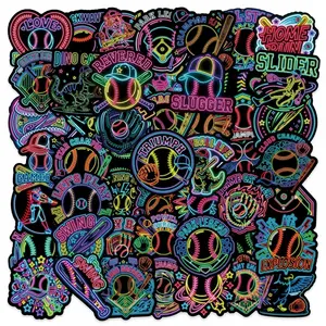 50 Neon Baseball Stickers Set, Creative Versatile Cool Series for Scrapbooks, Journals, Laptops, Water Bottles, Cars, Universal Car Sticker, Positive Message Gifts, Truck Sticker, Windshield Sticker