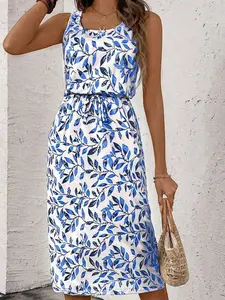 SHEIN Clasi Women Botanical Printed Tank Dress Maxi Women Outfit