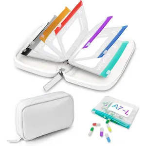 Water-Proof Pill Pouch Set, Large Pill Organizer, BPA Free, A7-L Pill Loose-Leaf Storage with Color-Coded Medicine Pouches, Reusable Travel Medicine Organizer, Zippered Pill Organizers Weekly