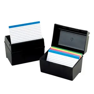 212 MAIN Oxford 3x5 in. Plastic Index Card Box 6-Pack, Durable Office Card Storage Solution with Label Holder, Spring Latch for Business Needs (Fits Phone Numbers, Contact Names, Addresses)
