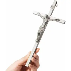 Crucifix Wall Cross |  Metal Slender Catholic Crosses | Cross Wall Decor for Your  - 8 Inch