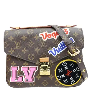 Pre-owned Louis Vuitton Patches Monogram Canvas Crossbody Bags Metis Pochette Crossbody Bag Brown