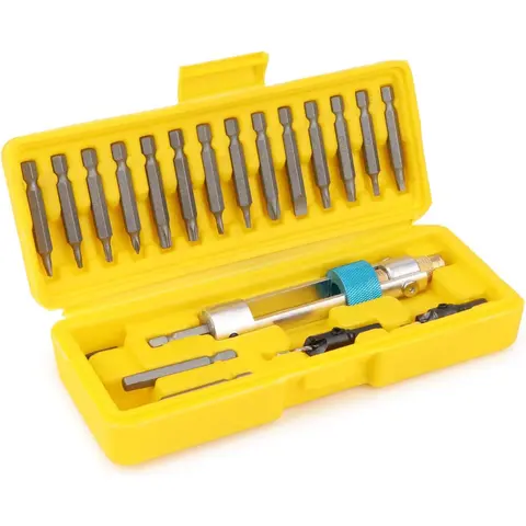 GJANSH Swivel Head Quick-Change Drill Driver Set, 20-Piece 2-in-1 Flip Drive Tool Kit with 16 Screwdriver Bits & Countersink Bits, Professional Multi-Function Screwdriver Set for Fast Drilling & Driving