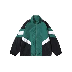 Men's Colorblock Raglan Sleeve Zip Up Jacket, Regular Fit Casual Pocket Funnel Neck Outerwear for Spring & Fall, Men's Clothes for Daily Wear