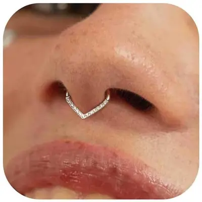 Gold Nose Ring with Silver Septum TikTok Shop