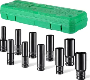 1/2" Drive Metric Deep lmpact Socket SetPneumatic Wrench Head Tire Removal ToolSocket Head Kit Hex Socket 8-24 mm Hand Toolwith Hard Storage Box
