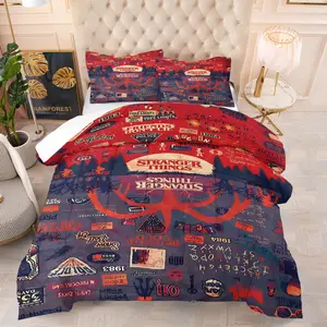 Stranger Things Comforter Set,Bedding Set, Perfect for Teenagers & Adults, Includes Quilt and Pillowcases, Bedroom Decor, Ideal for Dorms & Bedrooms