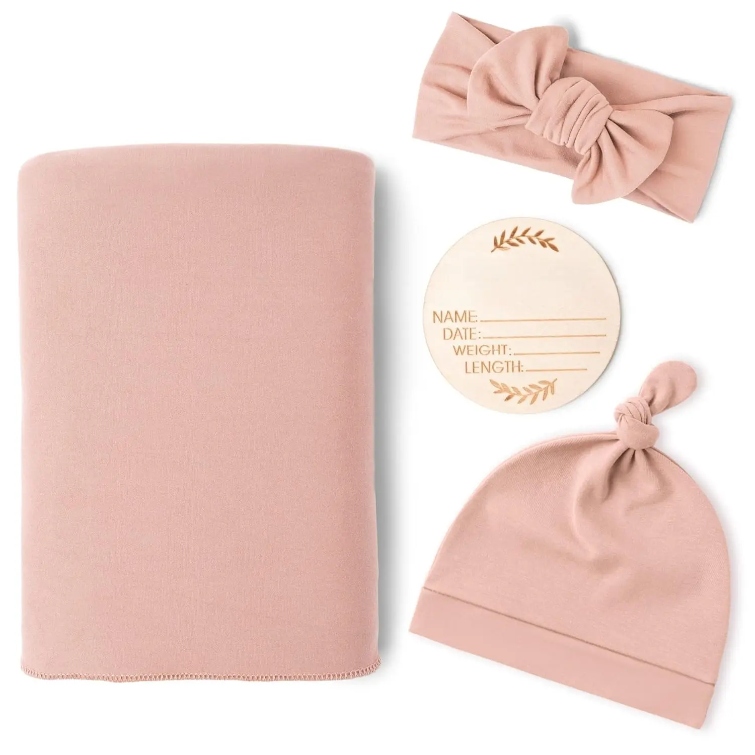 Soft Floral Swaddle Blanket Set for Newborn Baby Girls, 4-Piece Outfit with Headband, Beanie & Bow Detail, 0-3 Months, 30" x 30" for Newborn Photography & Baby Showers, Blankets & Throws