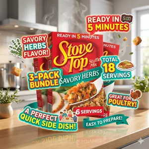 Stove Top Savory Herbs Stuffing Mix, Instant Side Dish for Chicken Pork and Holiday Meals, Savory Seasoned Bread Stuffing, Ready in 5 Minutes, 6 Ounce Box (Pack of 1)