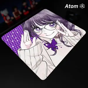 ATOM Mouse Pad  Anime Character Tempered Glass Mouse Pad, Laser Engraved Photovoltaic Glass, Super Slip Surface, Non-slip Honeycomb Base FPS Gaming Mouse Pad