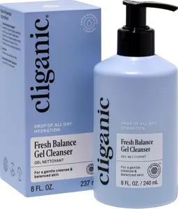 Cliganic Hydrating Gel Cleanser with Triple Botanical Complex® – Clean Gentle Face Wash with Jojoba, Rosehip Argan Oils Removes Makeup Impurities Aloe Vera Glycerin for Balanced Glowing Skin