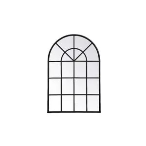 Elegant Decor MR612842BK Metal Windowpane Mirror - Black, 28x41 in, Ring-Accented, Glass Surface, MDF Backing, Hanging Wall Decor