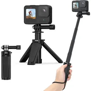 Extenable Mini Camera Tripod,Portable Small Handle Grip Desktop Webcam Selfie Stick Tripod for DJI Osmo Action 5Pro/4/3/AKASO Brave EK7000,Pole Tripod for Action Camera Hero 13 12 11 10 Max
