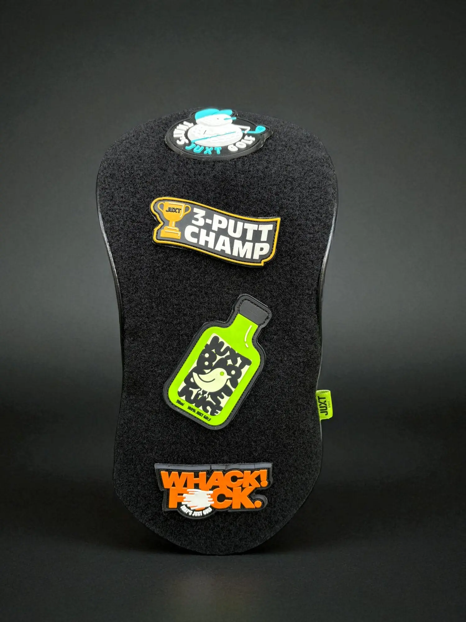 Golf Customizable Stick-On Style Driver Headcover, Premium Vegan Leather, Velcro Loops for Patch Swapping, Magnetic Closure, Includes Shoe Bag & Bonus Patch