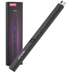 Electric Lighter Rechargeable Arc Windproof Flameless Lighters for Candle Camping BBQ Birthday Women Mom Wife Men Gifts Black