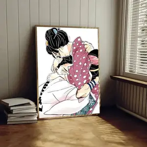 (No Frame) Hot Anime Demon Slayer Akaza X Koyuki Poster HD Print Vintage Wall Art Decor for Home Study Room