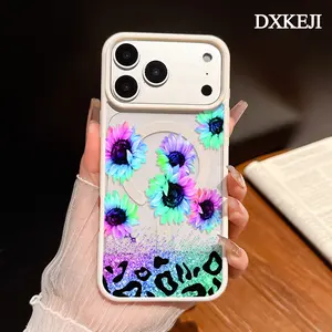 Colorful sunflowers Pattern Premium Magnetic Phone Cases for iPhone 17 Air 16 15 14 Pro Max 13 12 11 Plus Smartphone Shockproof Protection Acrylic Cover Cellphone Protective magsafe magnetic case Resistance Casing