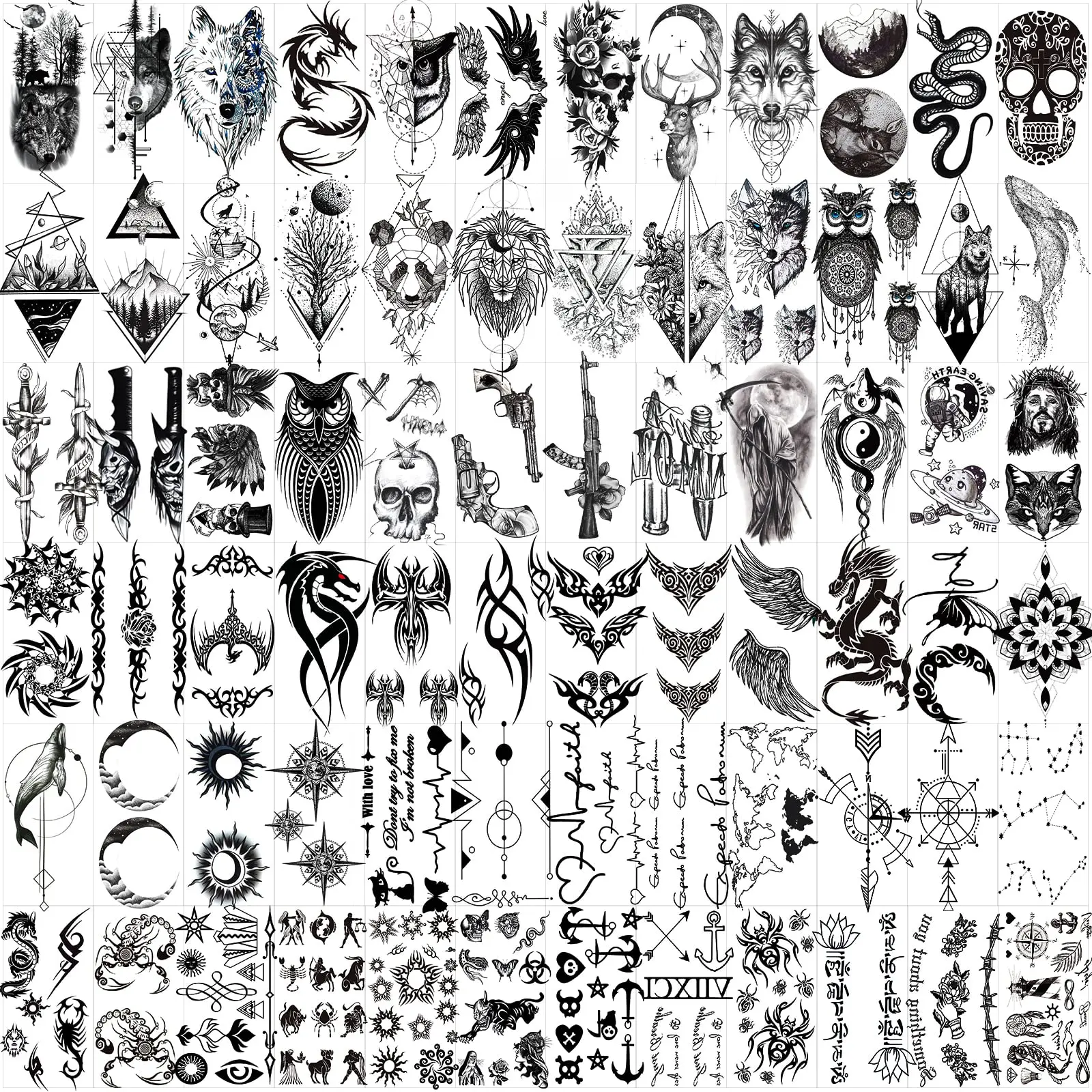 72-Sheet Long-Lasting Waterproof Arm Temporary Tattoos, Fashion Fake Body Decor for Adults & Children, Festive Party Accessory to Express Ideas, Halloween Supplies