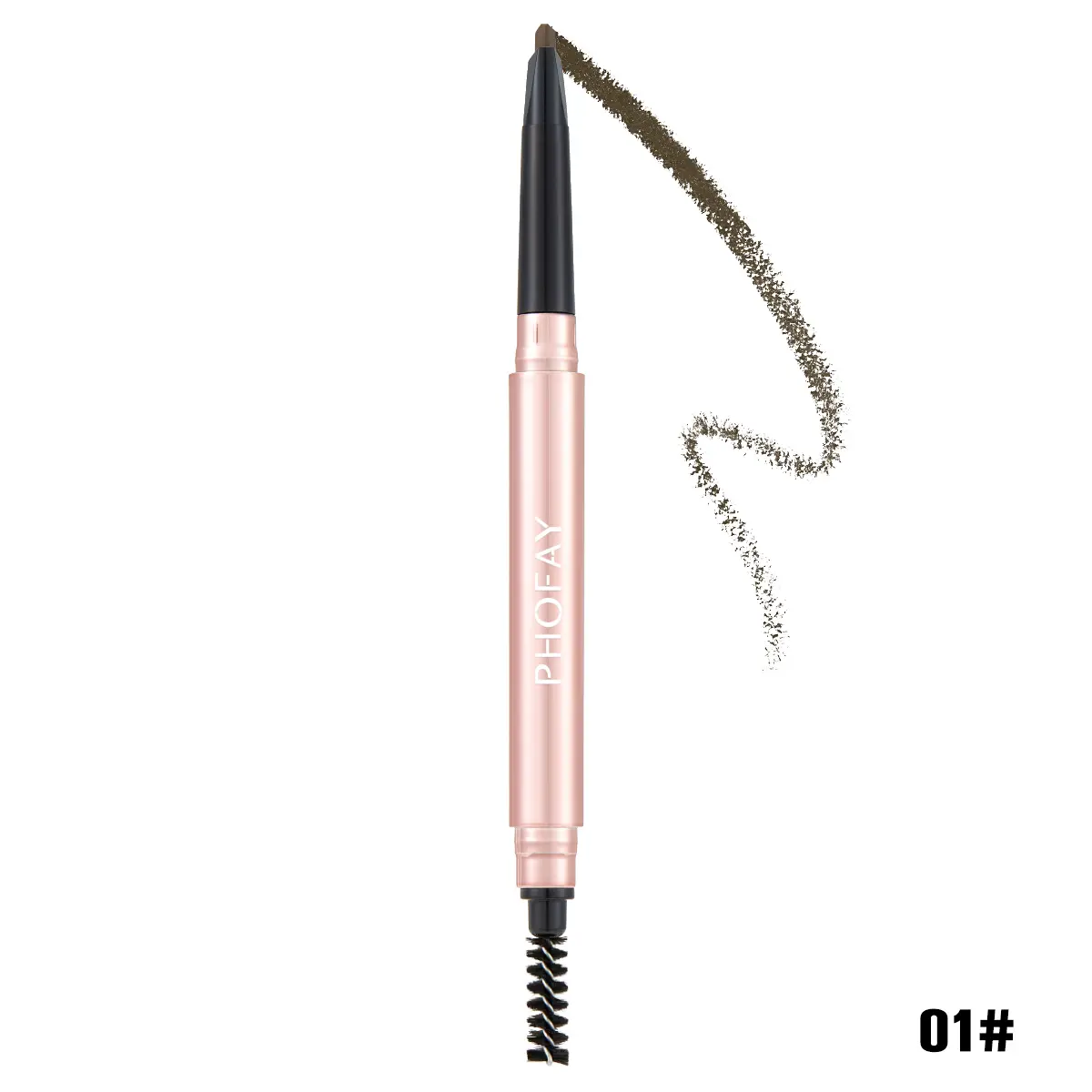 PHOFAY Precise Eyebrow Definer with Spoolie Brush - Slim Tip Brow Pencil for Shaping & Filling, Long-Lasting Eye Makeup